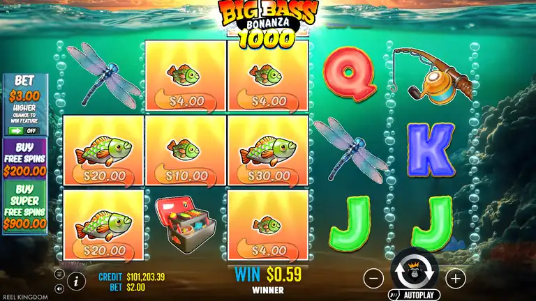 Big Bass Bonanza 1000 spin 1199 - Free Spins round with money fish filling the grid across all positions